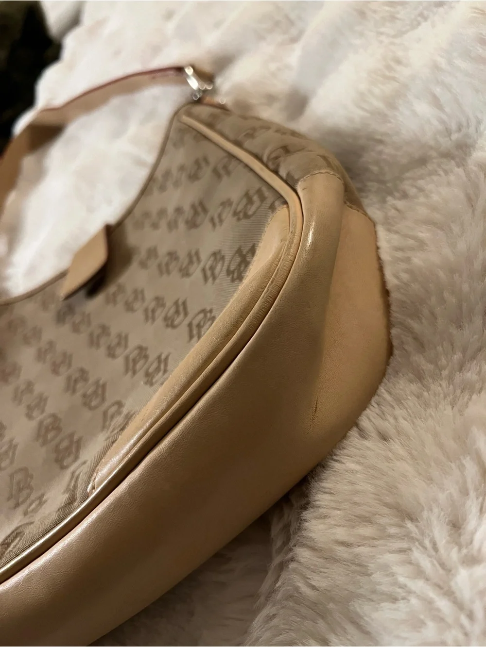 Vintage Dooney & Bourke Signature Monogram Hobo Shoulder Bag